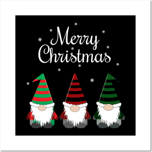 Merry Christmas Gnomes White Posters and Art